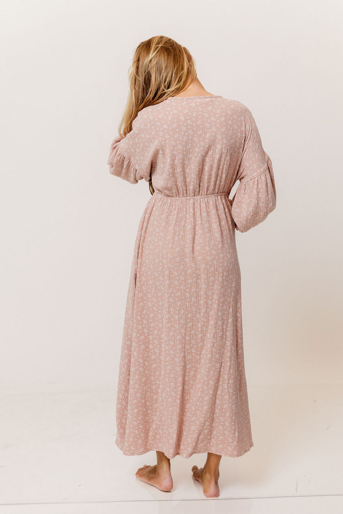 Hunter 100% Cotton Midi Dress in Rose Foliage - Bump Friendly