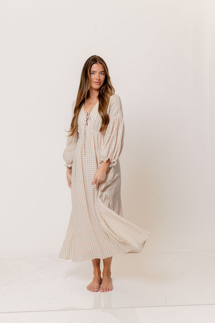 Hunter 100% Cotton Midi Dress in Rose Plaid (Lined) - Bump Friendly