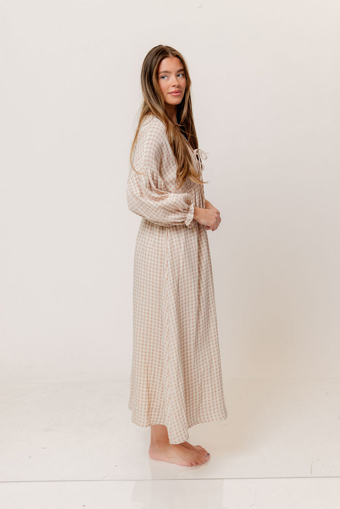 Hunter 100% Cotton Midi Dress in Rose Plaid (Lined) - Bump Friendly