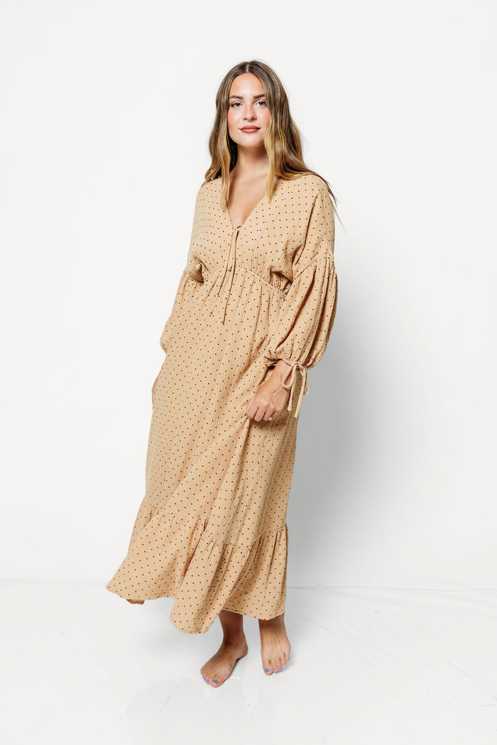 Hunter 100% Cotton Midi Dress in Taupe - Bump Friendly *9/16 PRE-ORDER*
