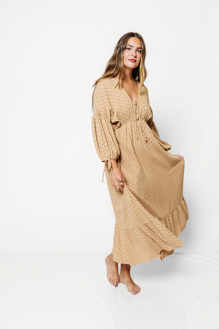 Hunter 100% Cotton Midi Dress in Taupe - Bump Friendly *9/16 PRE-ORDER*