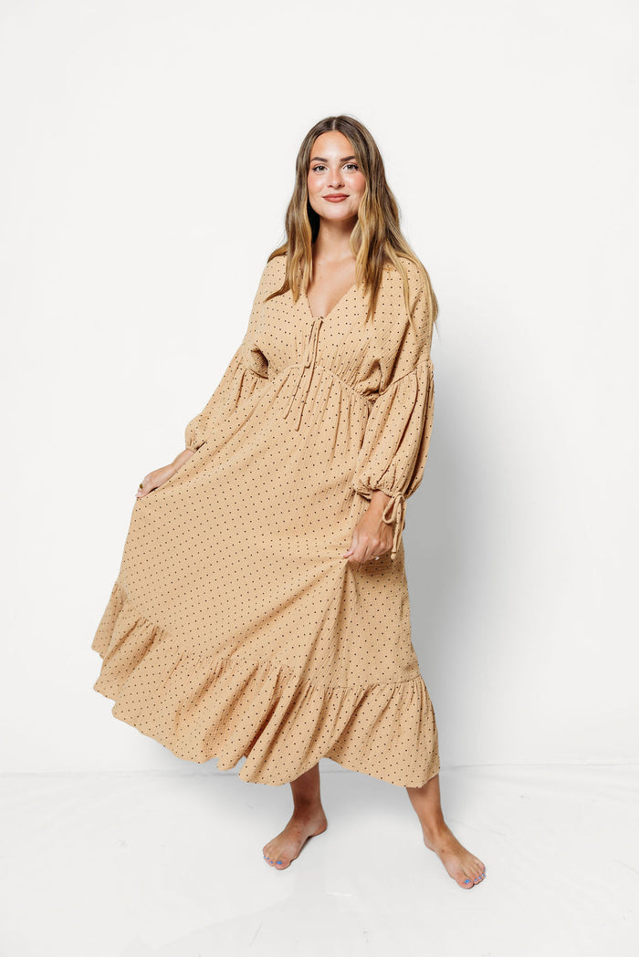 Hunter 100% Cotton Midi Dress in Taupe - Bump Friendly *9/16 PRE-ORDER*