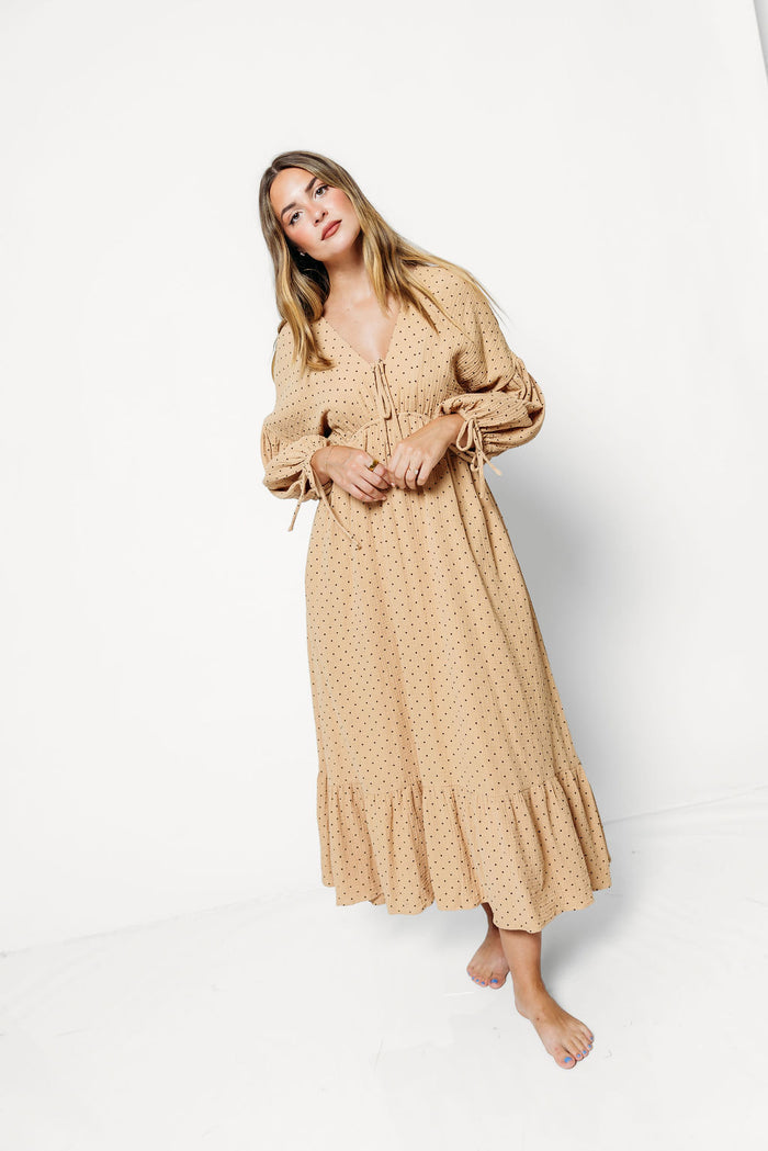Hunter 100% Cotton Midi Dress in Taupe - Bump Friendly *9/16 PRE-ORDER*
