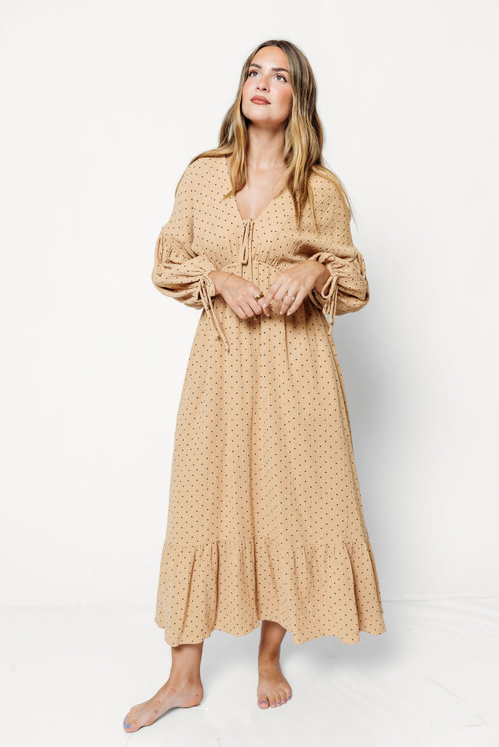 Hunter 100% Cotton Midi Dress in Taupe - Bump Friendly *9/16 PRE-ORDER*