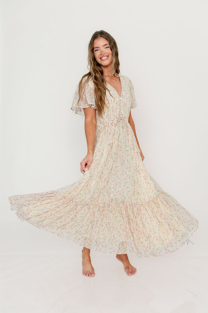 Illia Woven Maxi Dress in Blush Multi