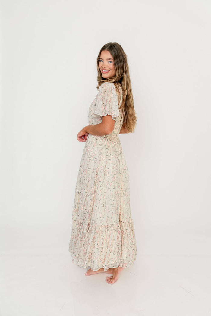 Illia Woven Maxi Dress in Blush Multi