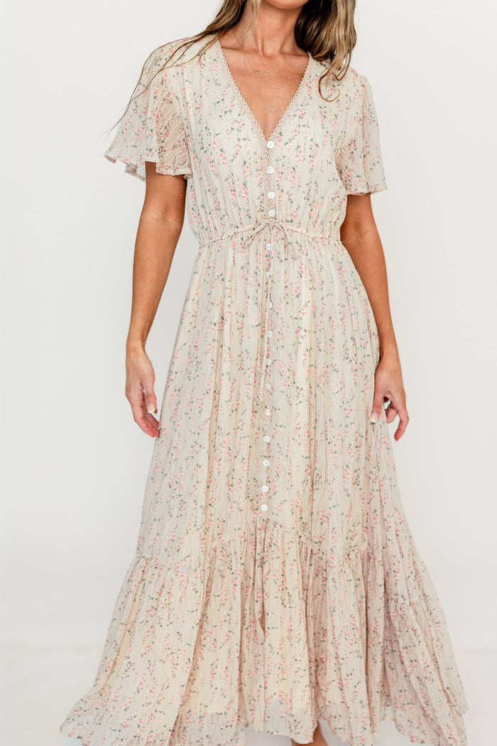 Illia Woven Maxi Dress in Blush Multi