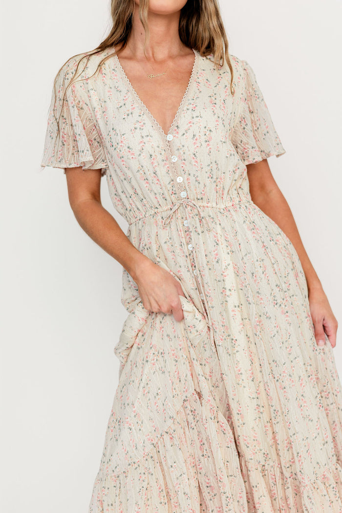 Illia Woven Maxi Dress in Blush Multi