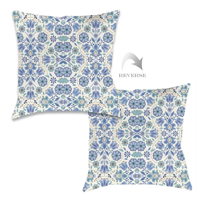 Indochine Blue Outdoor Decorative Pillow