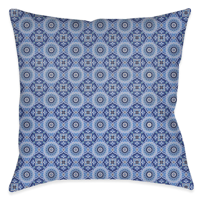 Indochine Mosaic Indigo Outdoor Decorative Pillow