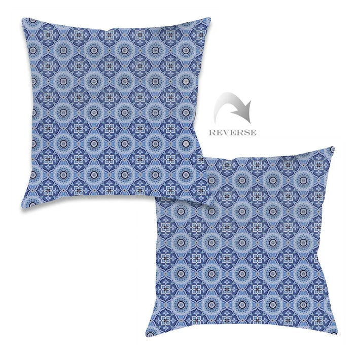 Indochine Mosaic Indigo Outdoor Decorative Pillow
