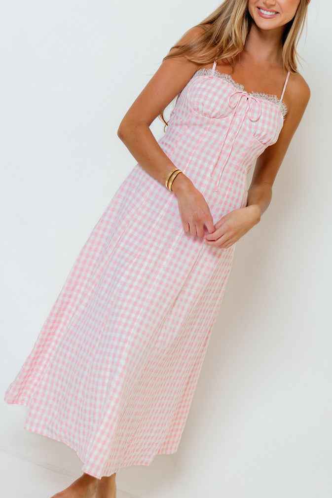 Isla Dress in Pink/White Check *Final Sale*