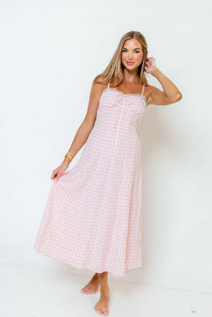 Isla Dress in Pink/White Check *Final Sale*