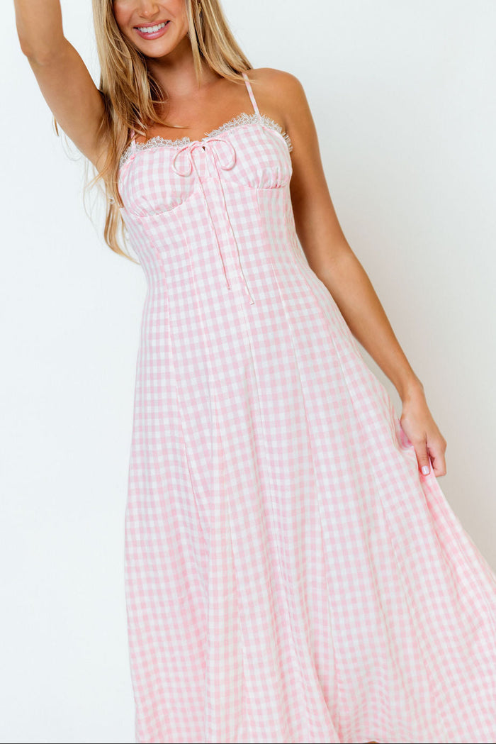Isla Dress in Pink/White Check *Final Sale*