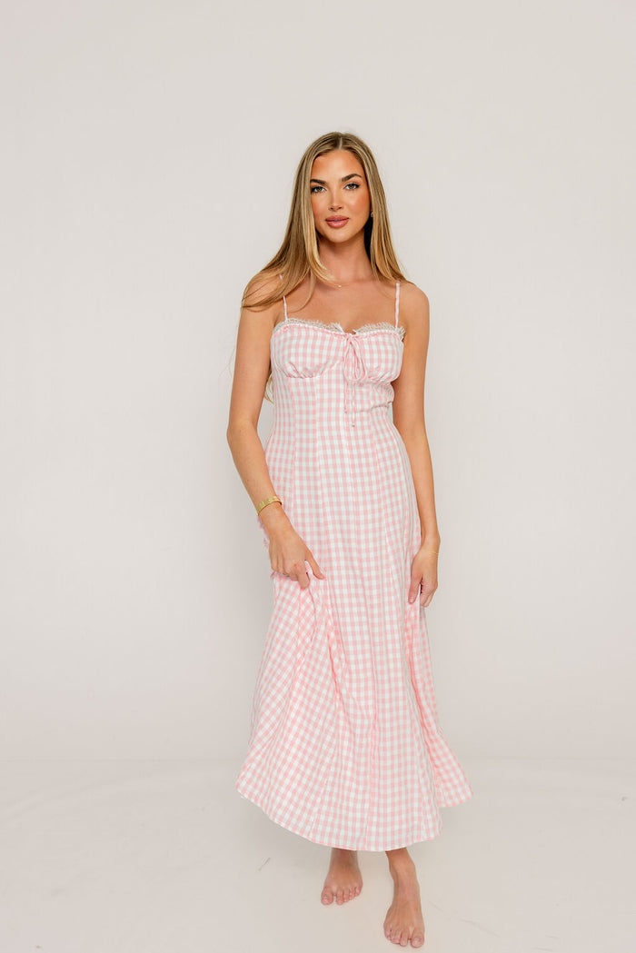 Isla Dress in Pink/White Check *Final Sale*