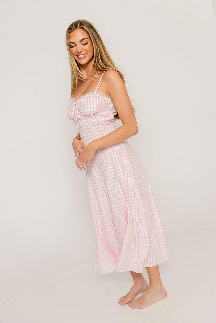 Isla Dress in Pink/White Check *Final Sale*