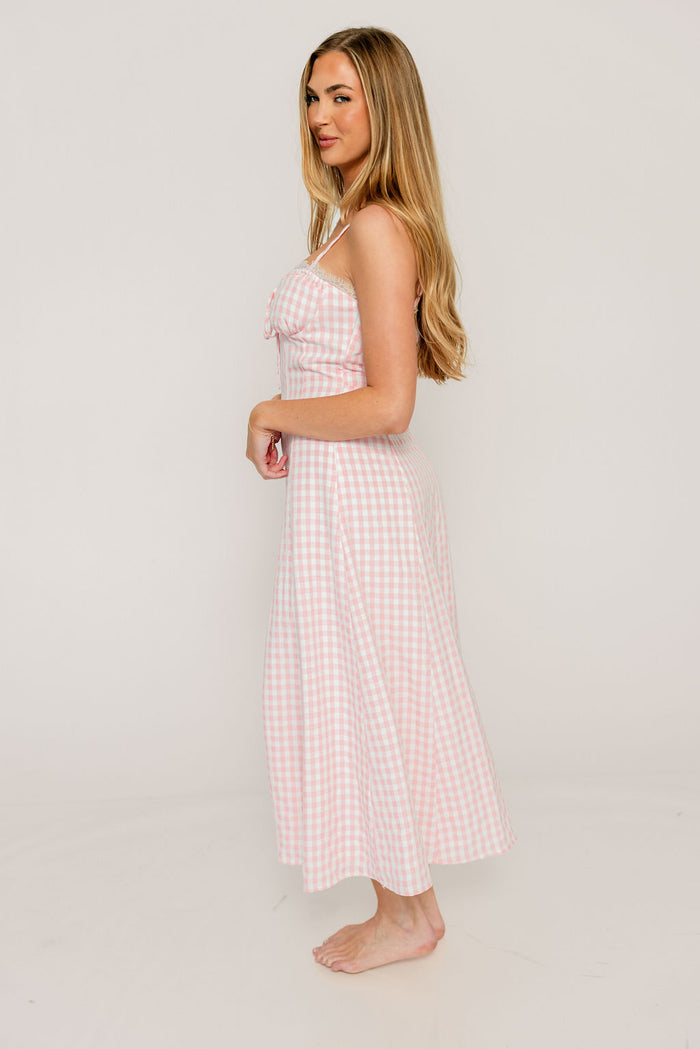 Isla Dress in Pink/White Check *Final Sale*