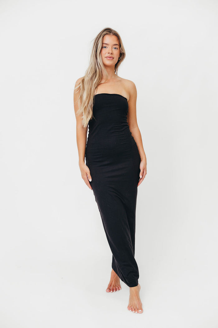Jade Butter Soft Double Lined Maxi Dress in Black - Bump Friendly
