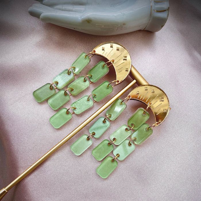 Jaded Moon Waterfall Earrings