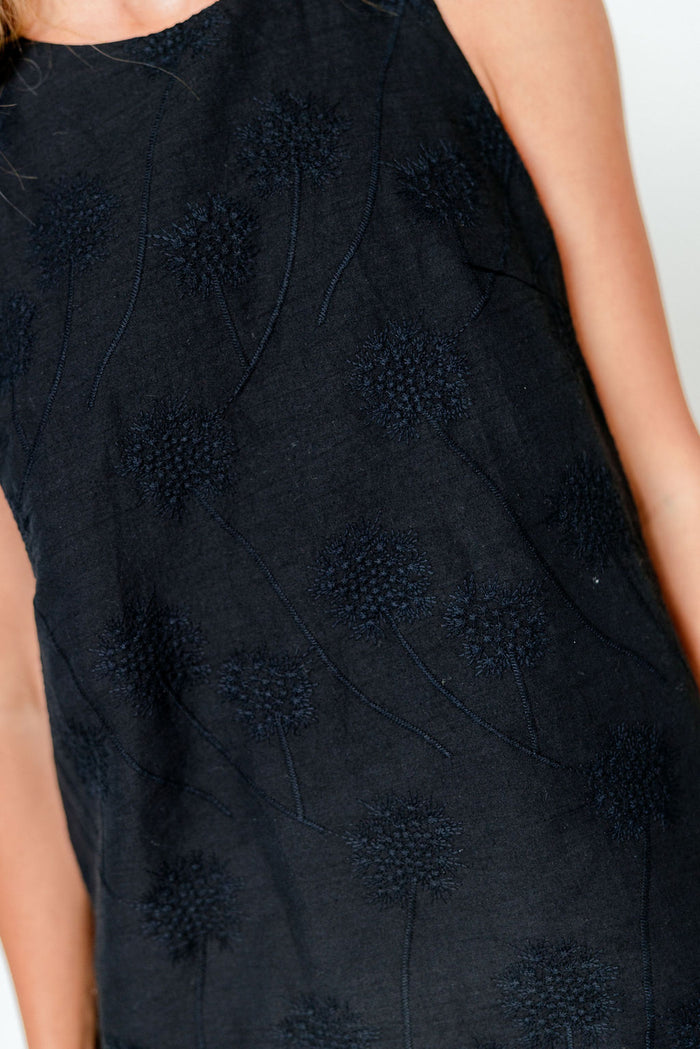 Jaycie Embroidered Top and Mini Skirt Set in Black