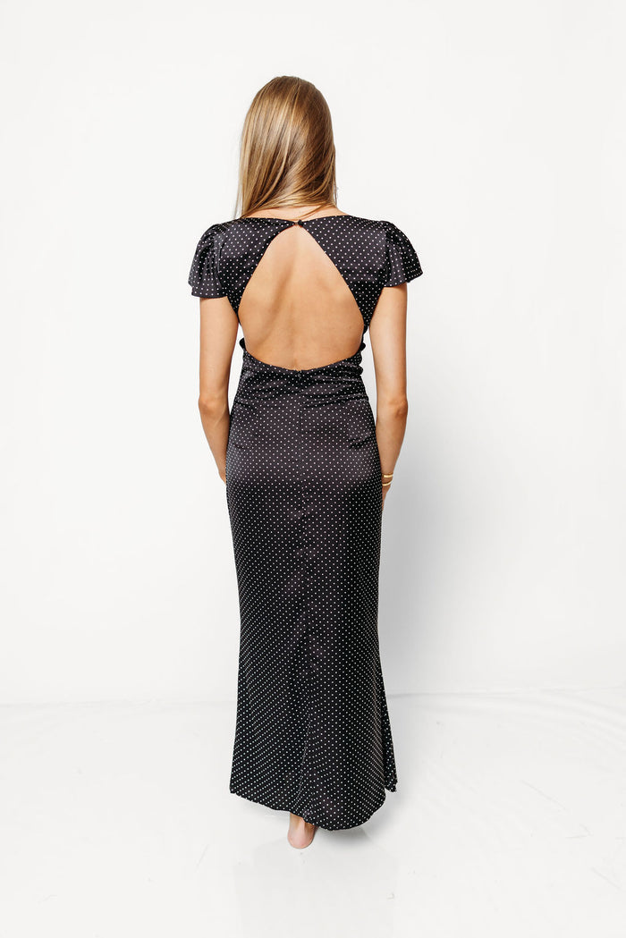 Jenna Polka Dot Maxi Dress in Black