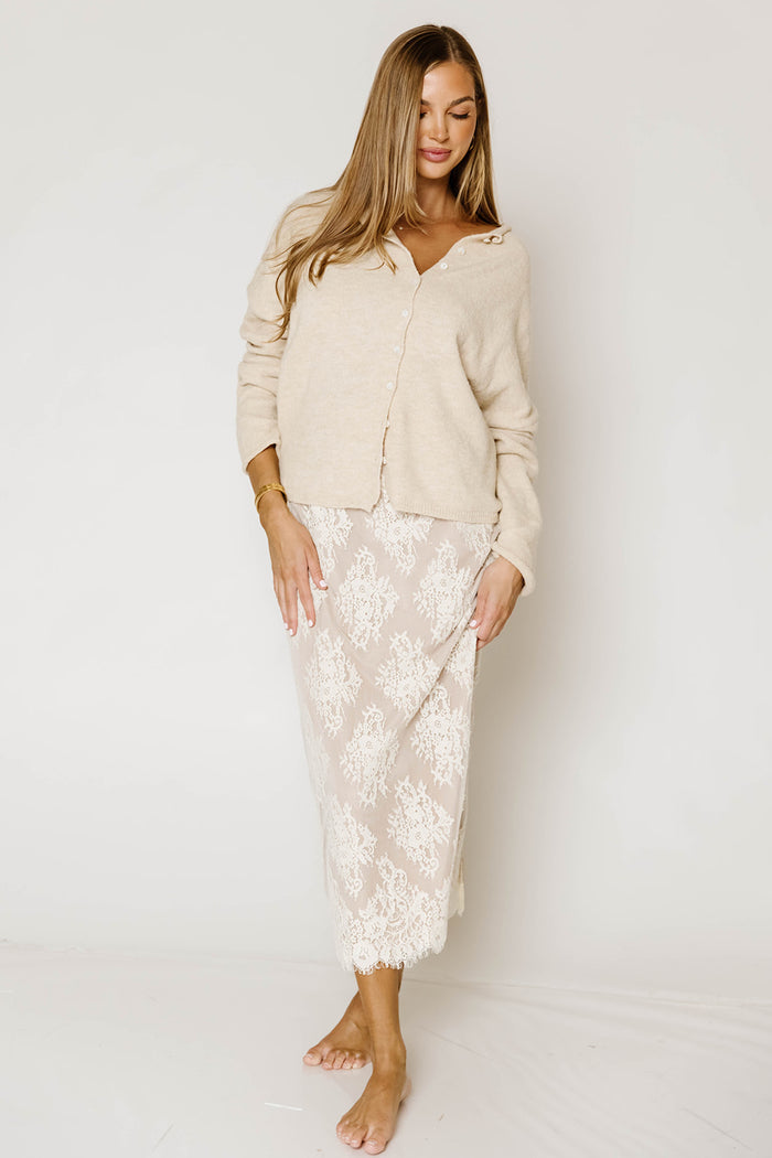 Jessel Lace Midi Skirt in Ivory