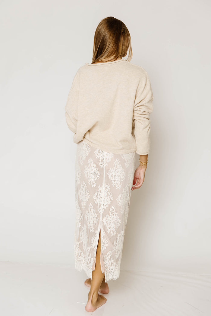 Jessel Lace Midi Skirt in Ivory