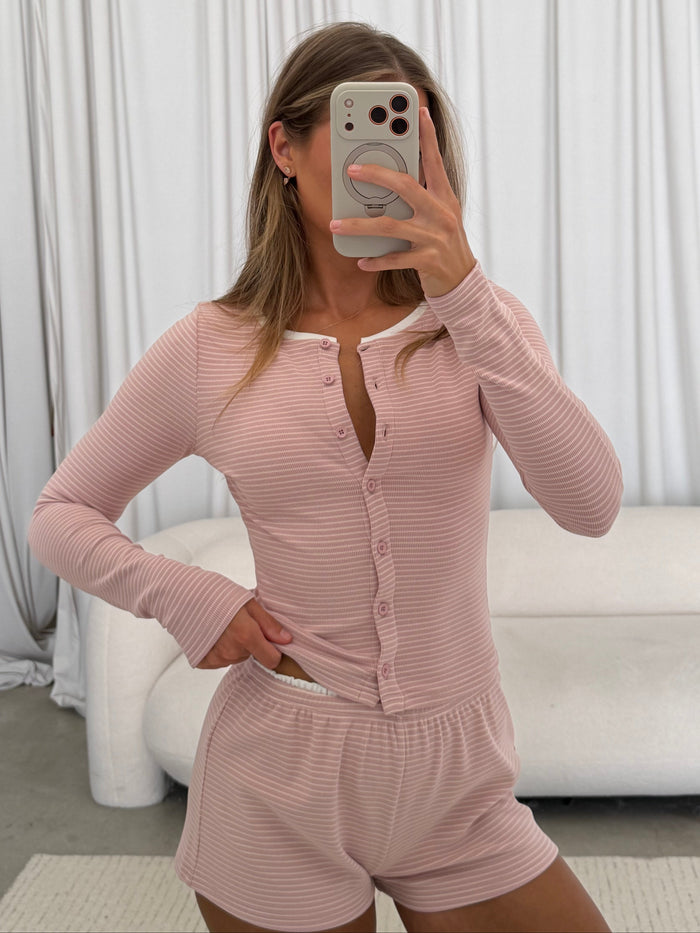 Jordan Striped Set in Dusty Pink
