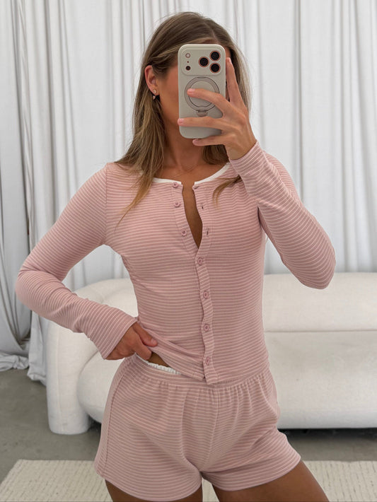 Jordan Striped Set in Dusty Pink