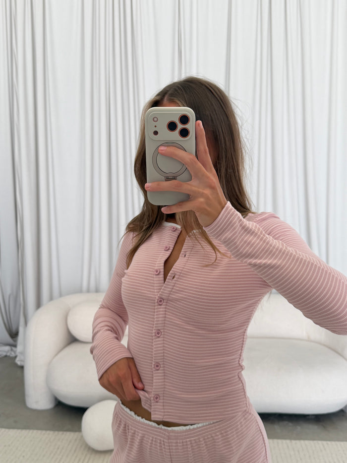 Jordan Striped Set in Dusty Pink