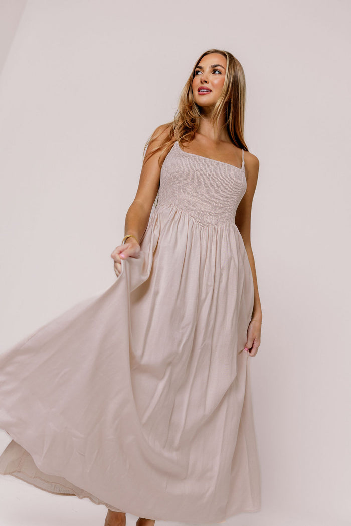 Josefina Smocked Maxi Dress in Pink - Bump Friendly