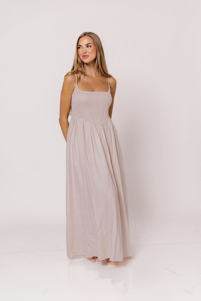 Josefina Smocked Maxi Dress in Pink - Bump Friendly