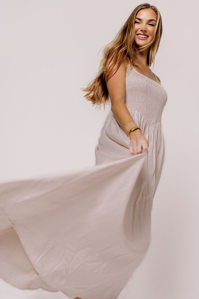 Josefina Smocked Maxi Dress in Pink - Bump Friendly