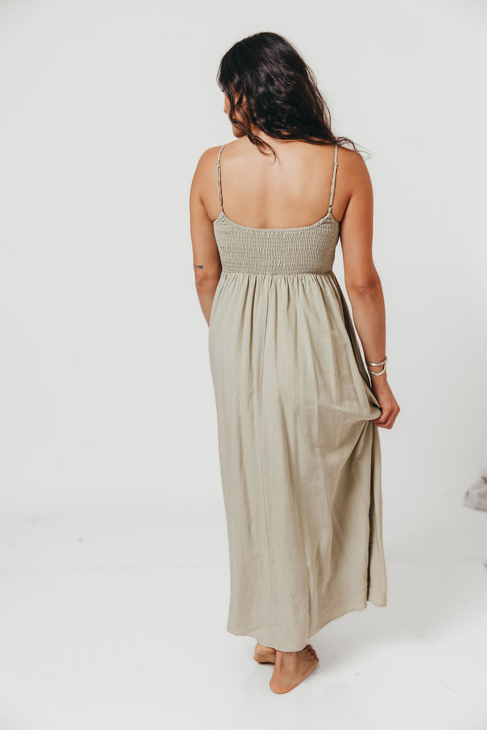 Josefina Smocked Maxi Dress in Sage - Bump Friendly