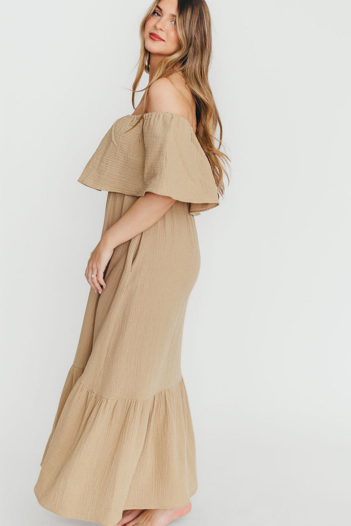 Josie 100% Cotton Maxi Dress in Khaki *Final Sale*