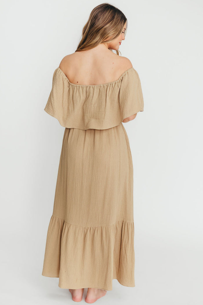 Josie 100% Cotton Maxi Dress in Khaki *Final Sale*