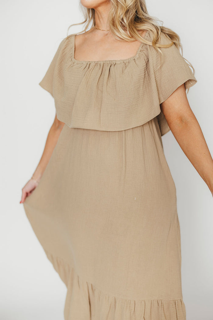 Josie 100% Cotton Maxi Dress in Khaki *Final Sale*