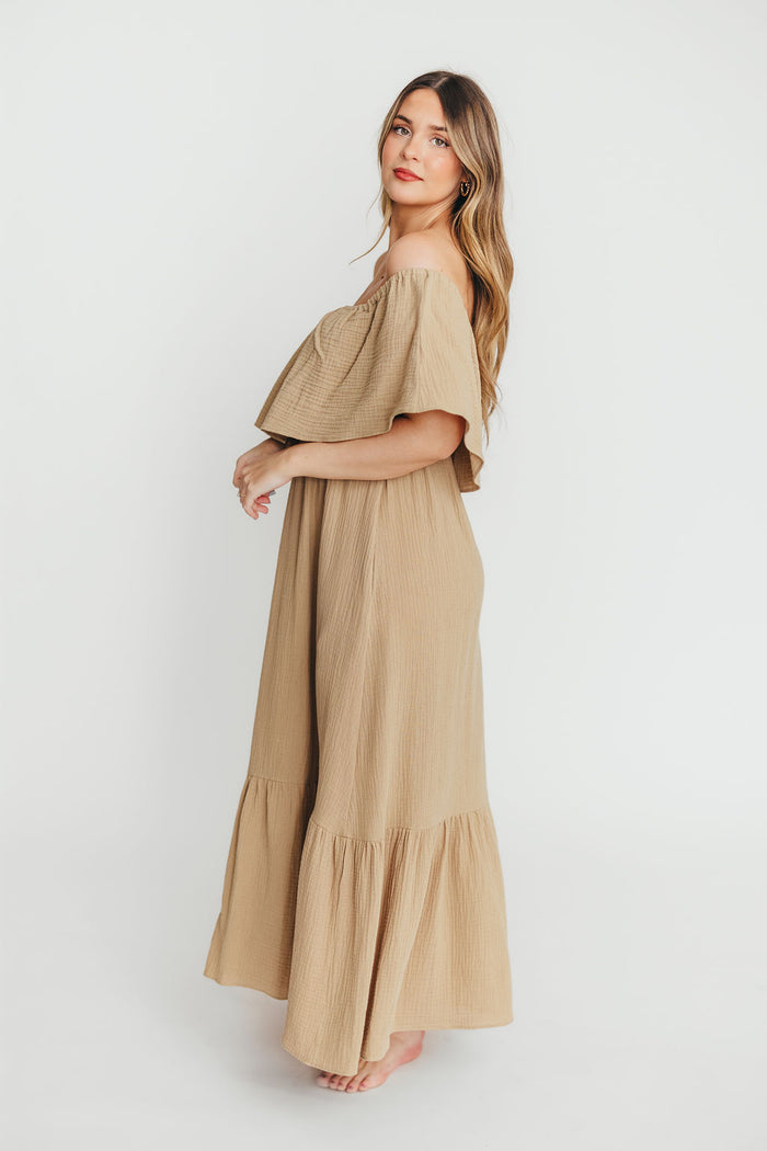Josie 100% Cotton Maxi Dress in Khaki *Final Sale*