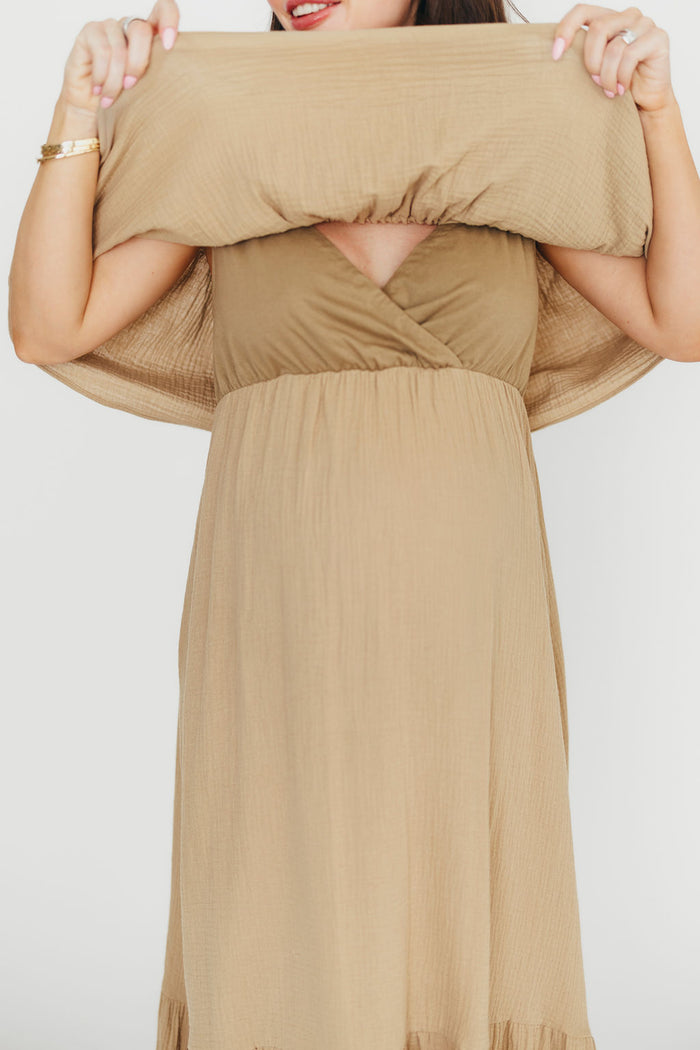 Josie 100% Cotton Maxi Dress in Khaki *Final Sale*