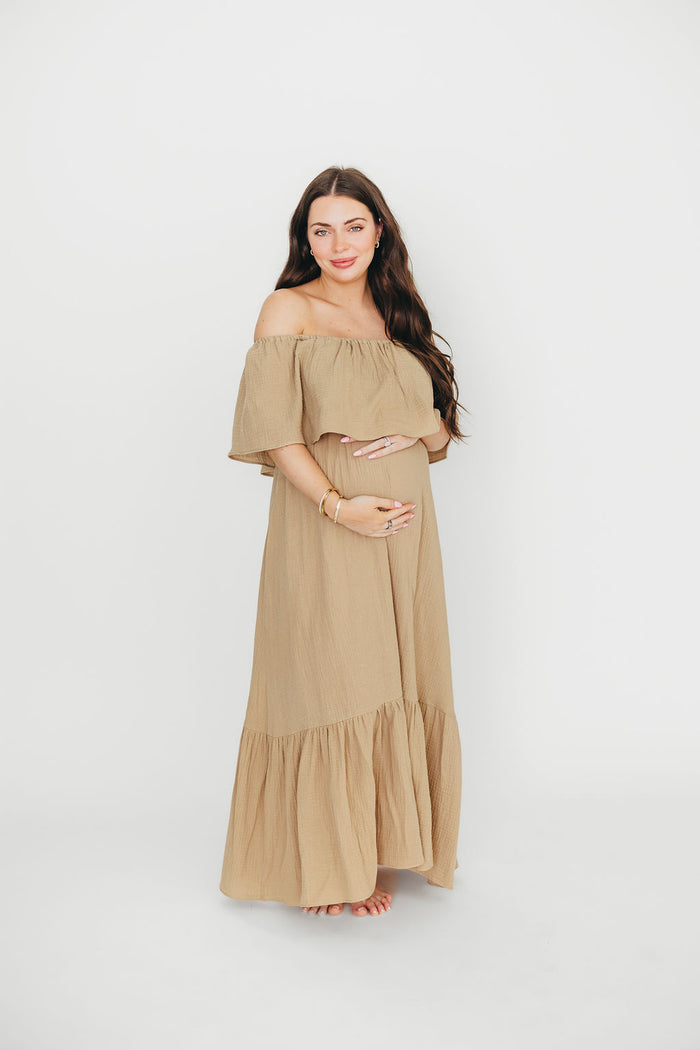 Josie 100% Cotton Maxi Dress in Khaki *Final Sale*