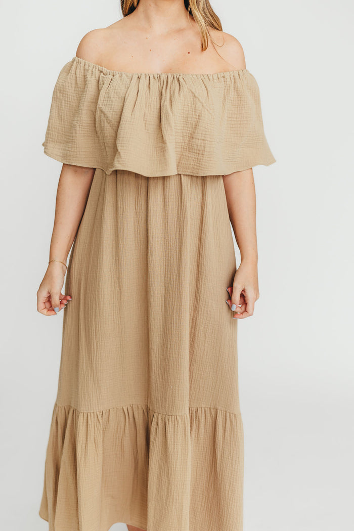Josie 100% Cotton Maxi Dress in Khaki *Final Sale*