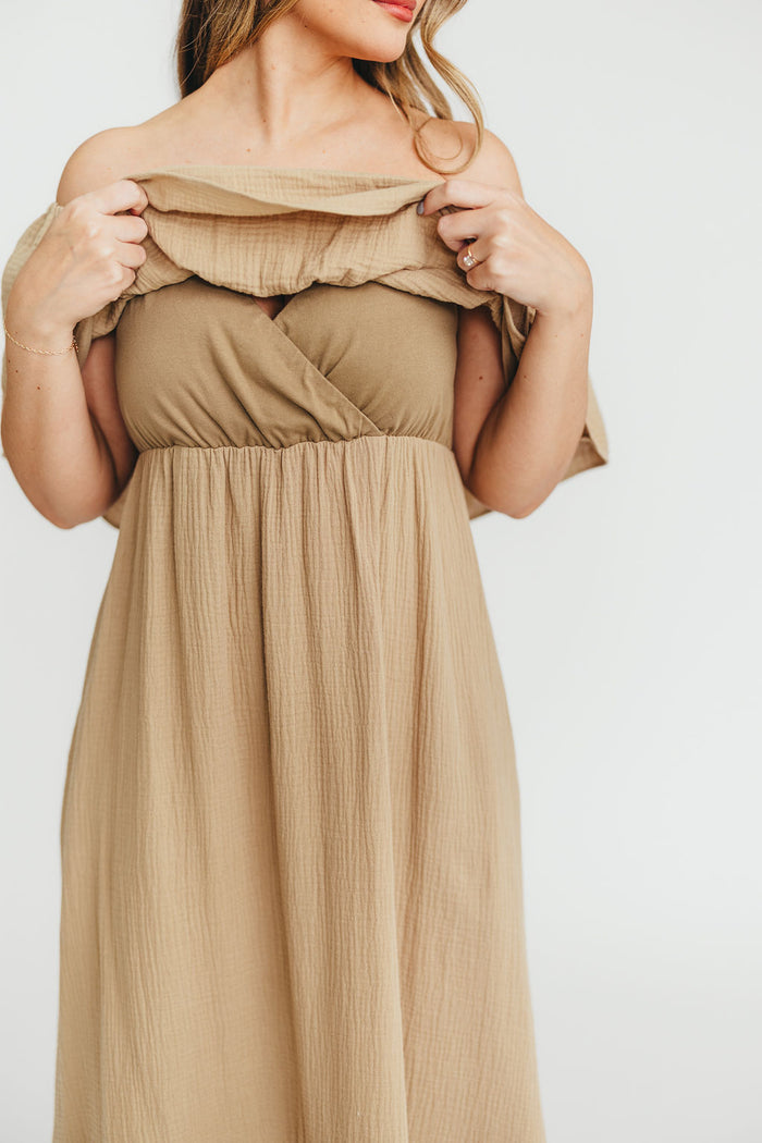 Josie 100% Cotton Maxi Dress in Khaki *Final Sale*