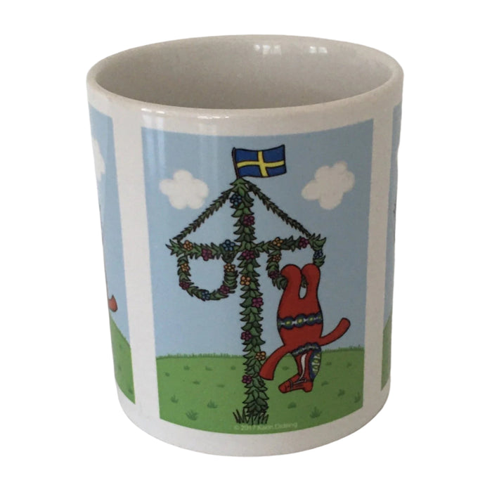 Karin Didring Dala Horse on Midsommar maypole coffee mug