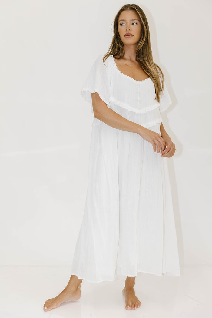 Kelli Maxi Dress in Off-White - Bump Friendly