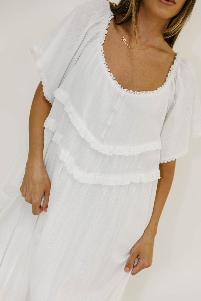 Kelli Maxi Dress in Off-White - Bump Friendly