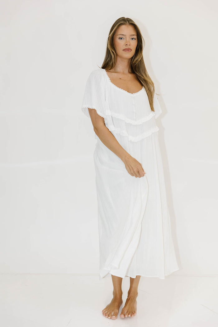 Kelli Maxi Dress in Off-White - Bump Friendly