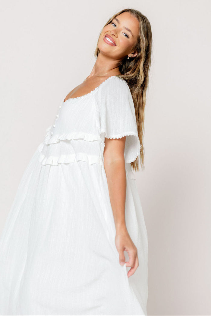 Kelli Maxi Dress in Off-White - Bump Friendly