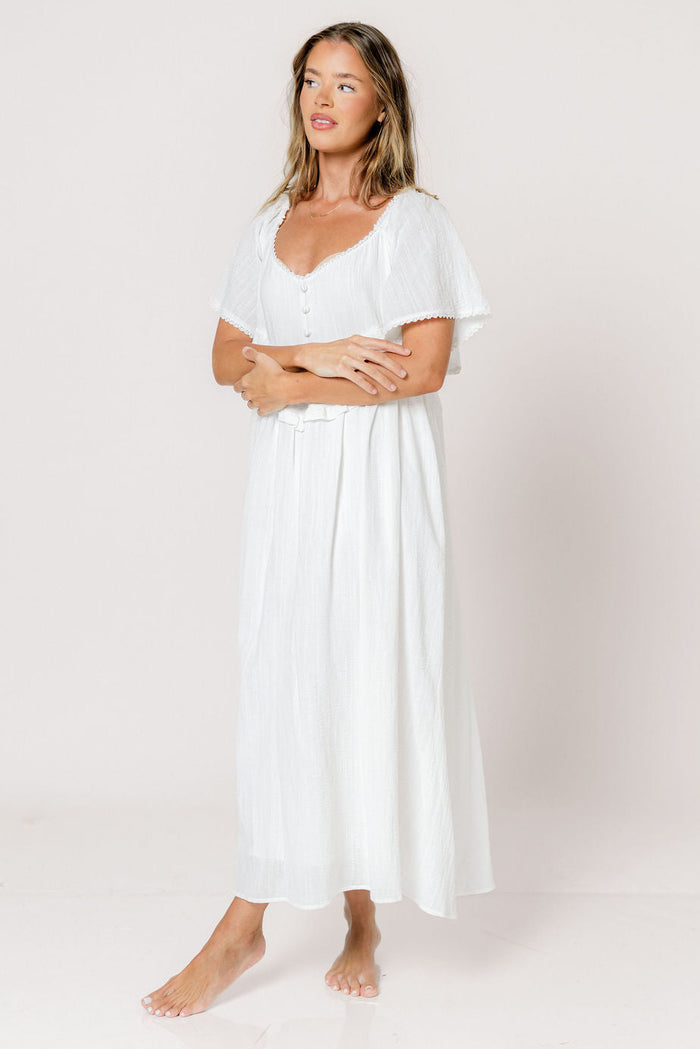Kelli Maxi Dress in Off-White - Bump Friendly