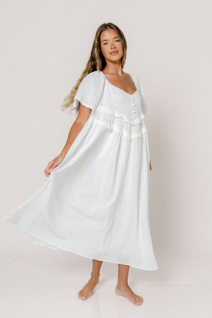 Kelli Maxi Dress in Off-White - Bump Friendly