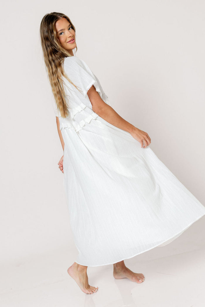 Kelli Maxi Dress in Off-White - Bump Friendly